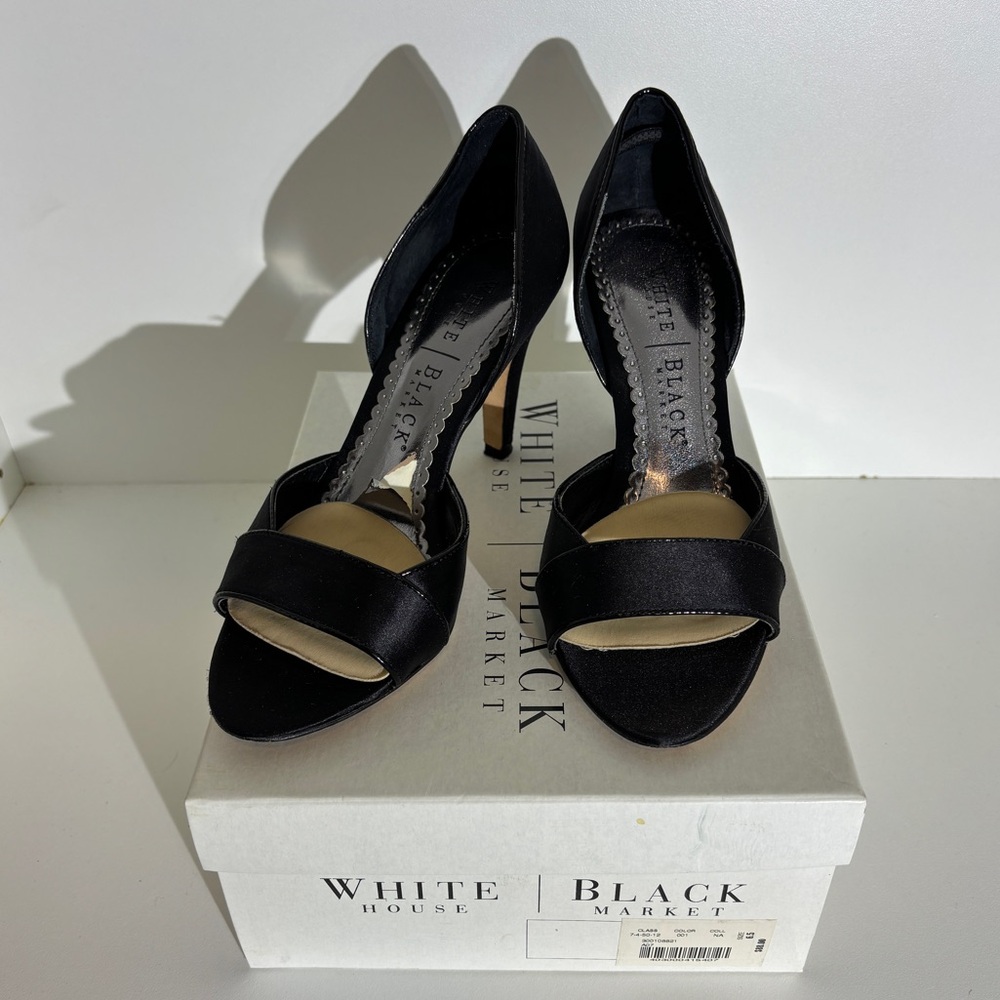 White House Black Market | Black Satin Heels Size 6.5